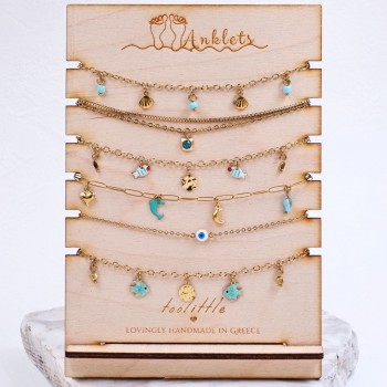 Σετ 6 Βραχιόλια Ποδιού Ατσάλι | Enamelled Sea Charms