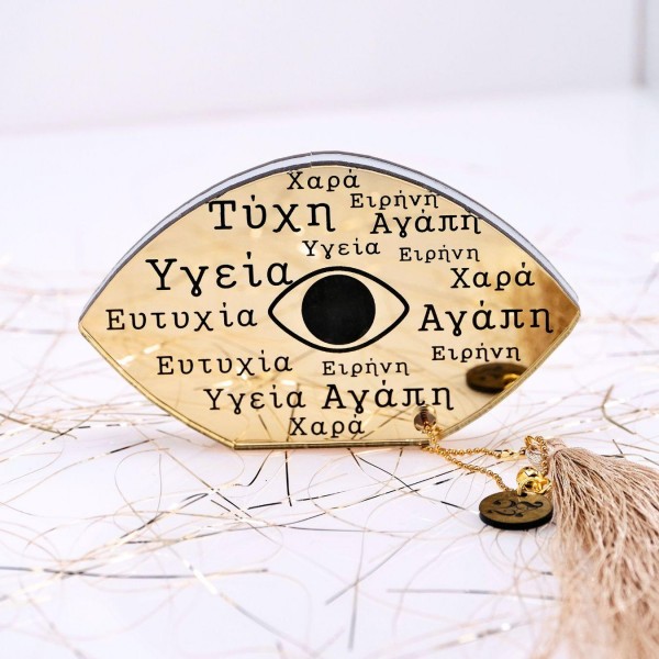 2027 Evil Eye Lucky Charm with Wishes Handmade tabletop Evil Eye lucky charm made of plexiglass
