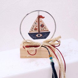 Γούρι Καράβι Πλέξιγκλας με Λουλούδια και Ξύλινη Βάση Γούρι Καράβι Πλέξιγκλας με Λουλούδια και Ξύλινη Βάση