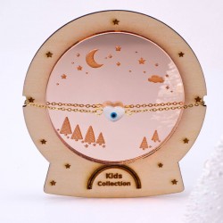 Kids Stainless Steel Bracelet with Mother-of-Pearl Heart & Evil Eye Kids Stainless Steel Bracelet with 24K gold-plating, Mother-of-Pearl Heart & Evil Eye