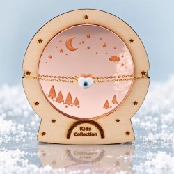 Kids Stainless Steel Bracelet with Mother-of-Pearl Heart & Evil Eye Kids Stainless Steel Bracelet with 24K gold-plating, Mother-of-Pearl Heart & Evil Eye
