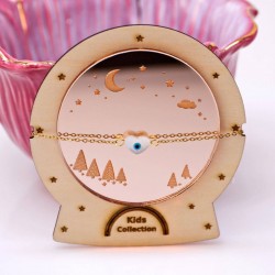 Kids Stainless Steel Bracelet with Mother-of-Pearl Heart & Evil Eye Kids Stainless Steel Bracelet with 24K gold-plating, Mother-of-Pearl Heart & Evil Eye