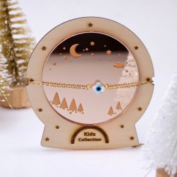 Kids Stainless Steel Bracelet with Mother of Pearl Cross & Evil Eye Kids Stainless Steel Bracelet with 24K gold-plating, Cross & Evil Eye