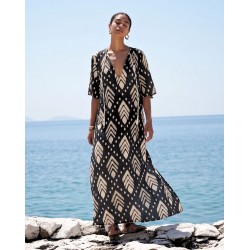 Μακρύ καφτάνι KOKKOSAMMOU Samothraki από 100% βισκόζη