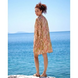 Κοντό καφτάνι KOKKOSAMMOU Antiparos Κοντό καφτάνι Boho KOKKOSAMMOU Antiparos από 100% βισκόζη