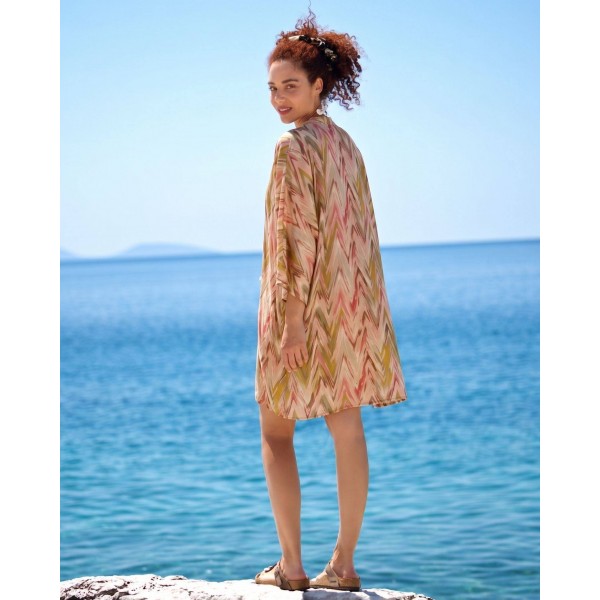 Κοντό καφτάνι KOKKOSAMMOU Antiparos Κοντό καφτάνι Boho KOKKOSAMMOU Antiparos από 100% βισκόζη