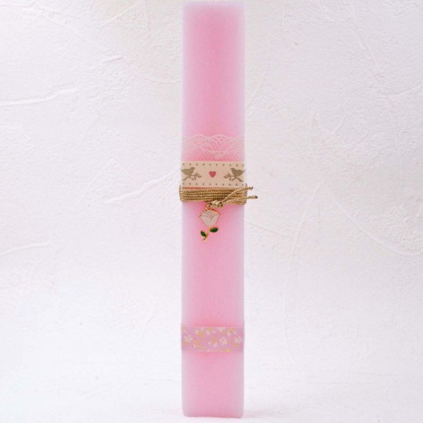 Set of 2 Handmade Easter Candles for Women with Enamelled Flower Set of 2 Handmade Easter Candles for Women with Enamelled Flower