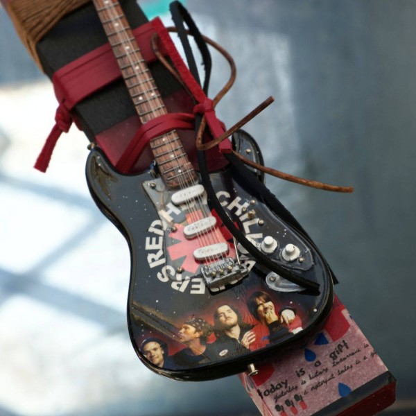 Rock Style Easter Candle with Metal Guitar | Red Hot Chili Peppers Easter candle with Red Hot Chili Peppers electric guitar for boys and men