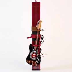 Rock Style Easter Candle with Metal Guitar | Red Hot Chili Peppers Easter candle with Red Hot Chili Peppers electric guitar for boys and men