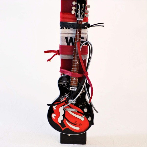 Rock Style Easter Candle with Metal Guitar | Rolling Stones Easter candle with Rolling Stones electric guitar for boys and men