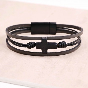 Ανδρικό Βραχιόλι | Stainless Steel & Black Cross