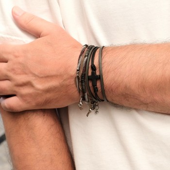 Ανδρικό Βραχιόλι | Stainless Steel & Black Cross