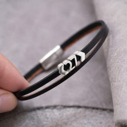 Ανδρικό Δερμάτινο Βραχιόλι Γούρι 2027 | Μαύρο Ανδρικό Δερμάτινο Βραχιόλι Γούρι 2027 | Μαύρο