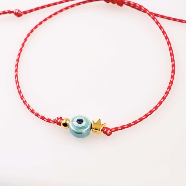 Women’s Martaki Bracelet with Ceramic Evil Eye Women’s Martaki Bracelet with Ceramic Evil Eye and Crown
