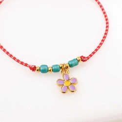 Women’s Martaki Bracelet with Gold-plated Flower Charm | Handmade Women’s Martaki Bracelet with Gold-plated Flower Charm and ceramic Beads