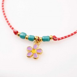 Women’s Martaki Bracelet with Gold-plated Flower Charm | Handmade Women’s Martaki Bracelet with Gold-plated Flower Charm and ceramic Beads