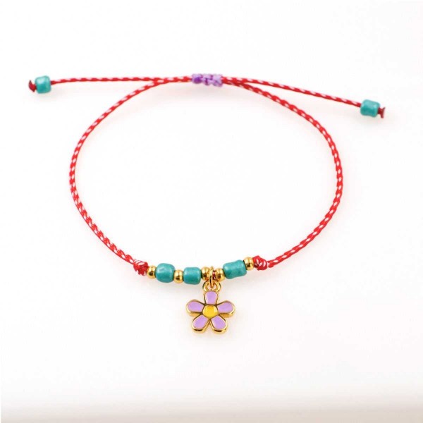 Women’s Martaki Bracelet with Gold-plated Flower Charm | Handmade Women’s Martaki Bracelet with Gold-plated Flower Charm and ceramic Beads