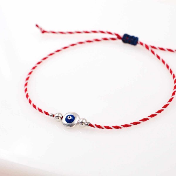 Unisex Martaki Bracelet with Evil Eye | Handmade Unisex Martaki Bracelet with silver-plated Evil Eye | Handmade