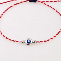 Unisex Martaki Bracelet with Evil Eye | Handmade Unisex Martaki Bracelet with silver-plated Evil Eye | Handmade