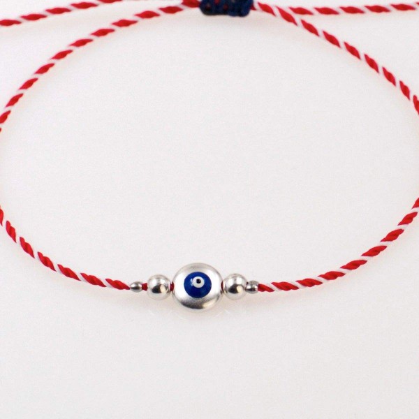 Unisex Martaki Bracelet with Evil Eye | Handmade Unisex Martaki Bracelet with silver-plated Evil Eye | Handmade