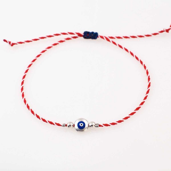 Unisex Martaki Bracelet with Evil Eye | Handmade Unisex Martaki Bracelet with silver-plated Evil Eye | Handmade