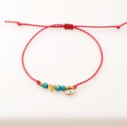 Women’s Martaki Bracelet with Evil Eye & Metal Heart | Handmade Women’s Martaki Bracelet with Eye & Metal Heart | Handmade