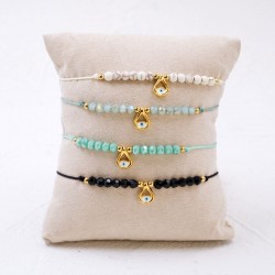Set of 4 Handmade Macramé Bracelets with Gold-Plated Evil Eye & Crystals Set of 4 Handmade Macramé Bracelets with Gold-Plated Evil Eye and Crystals
