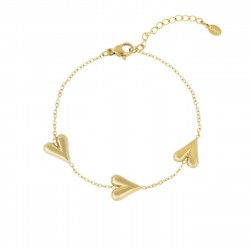 Stainless Steel Jewelry: Επίχρυσο Βραχιόλι με Καρδιές Επίχρυσο βραχιόλι αλυσίδα από ανοξείδωτο ατσάλι με καρδιές