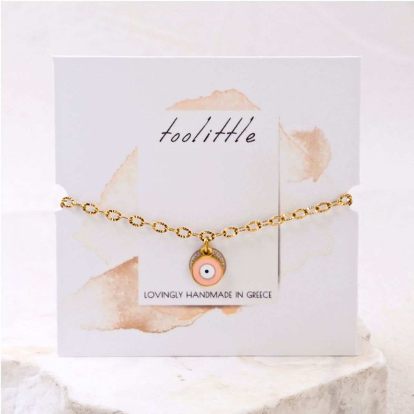 Stainless Steel Jewelry: Επίχρυσο Βραχιόλι - Μάτι από Σμάλτο Επίχρυσο βραχιόλι αλυσίδα από ανοξείδωτο ατσάλι με μεταλλικό μάτι από σμάλτο