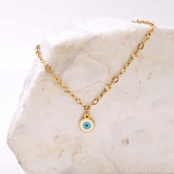 Stainless Steel Jewelry: Επίχρυσο Βραχιόλι - Μάτι από Σμάλτο Επίχρυσο βραχιόλι αλυσίδα από ανοξείδωτο ατσάλι με μεταλλικό μάτι από σμάλτο