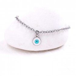 Stainless Steel Jewelry: Επίχρυσο Βραχιόλι - Μάτι από Σμάλτο Επίχρυσο βραχιόλι αλυσίδα από ανοξείδωτο ατσάλι με μεταλλικό μάτι από σμάλτο
