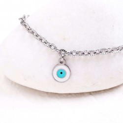 Stainless Steel Jewelry: Επίχρυσο Βραχιόλι - Μάτι από Σμάλτο Επίχρυσο βραχιόλι αλυσίδα από ανοξείδωτο ατσάλι με μεταλλικό μάτι από σμάλτο