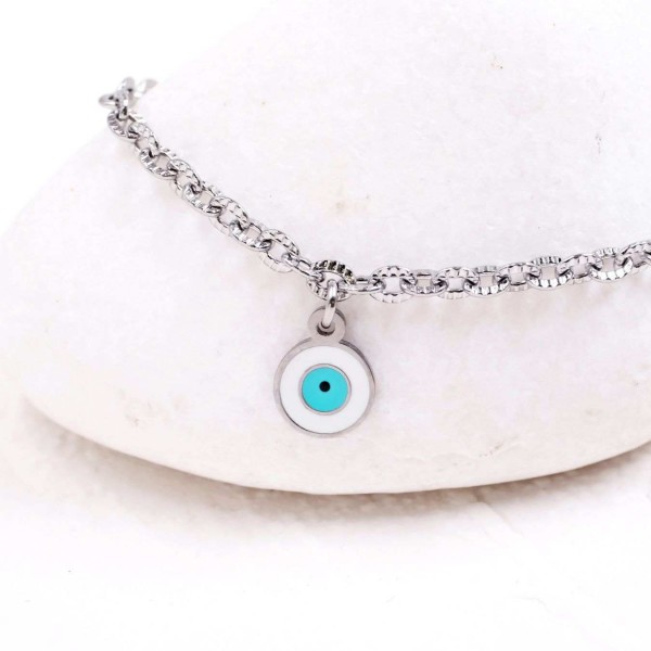 Stainless Steel Jewelry: Επίχρυσο Βραχιόλι - Μάτι από Σμάλτο Επίχρυσο βραχιόλι αλυσίδα από ανοξείδωτο ατσάλι με μεταλλικό μάτι από σμάλτο