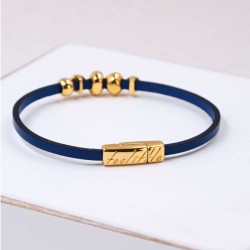 Evil Eye & Crystals Leather Bracelet | Handmade Handmade leather bracelet with gold-plated enamelled evil eye