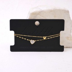 Stainless Steel Jewelry: Διπλό Επίχρυσο Βραχιόλι με Καρδιές Επίχρυσο βραχιόλι αλυσίδα από ανοξείδωτο ατσάλι με μεταλλικές καρδιές και στρας