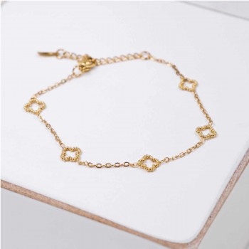 Stainless Steel Jewelry: Διπλό Επίχρυσο Βραχιόλι με Σταυρούς