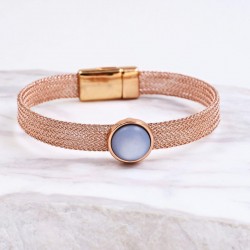 Βραχιόλι Wire Mesh | Ακρυλική Πέτρα - Γκρι Βραχιόλι από μεταλλικό πλέγμα με ακρυλική πέτρα και μαγνητικό κούμπωμα