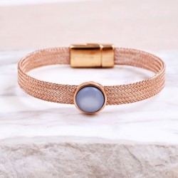 Βραχιόλι Wire Mesh | Ακρυλική Πέτρα - Γκρι Βραχιόλι από μεταλλικό πλέγμα με ακρυλική πέτρα και μαγνητικό κούμπωμα