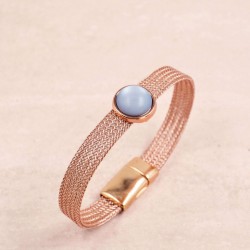 Βραχιόλι Wire Mesh | Ακρυλική Πέτρα - Γκρι Βραχιόλι από μεταλλικό πλέγμα με ακρυλική πέτρα και μαγνητικό κούμπωμα