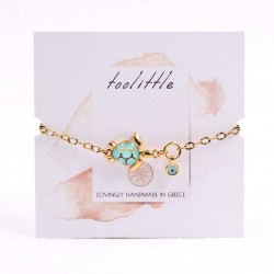 Chain Bracelet: Sea Turtle & Evil Eye Chain bracelet with metal sea turtle and evil eye of enamel