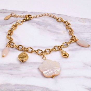 Ανοξείδωτο Ατσάλι: Βραχιόλι Resin Flower & Sea Charms