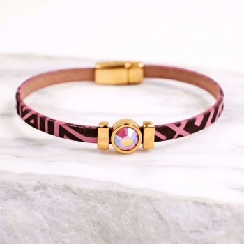 Βραχιόλι Κρύσταλλο Swarovski | Δέρμα με Χάραξη - Ροζ Βραχιόλι Κρύσταλλο Swarovski | Δέρμα με Χάραξη - Ροζ