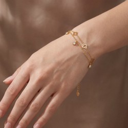 Stainless Steel Jewelry: Βραχιόλι Αλυσίδα Cross & Zircon Επίχρυσο βραχιόλι αλυσίδα από ανοξείδωτο ατσάλι με μεταλλικούς σταυρούς και ζιργκόν