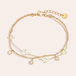 Stainless Steel Jewelry: Βραχιόλι Αλυσίδα Cross & Zircon Επίχρυσο βραχιόλι αλυσίδα από ανοξείδωτο ατσάλι με μεταλλικούς σταυρούς και ζιργκόν