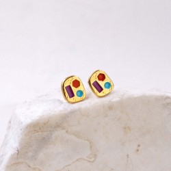 Gold-Plated Stud Earrings with Enamel | Toolittle Gold-Plated Stud Earrings with Enamel | Toolittle