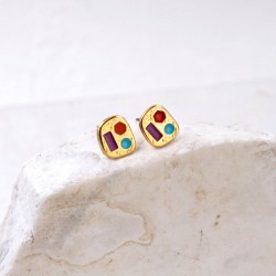 Gold-Plated Stud Earrings with Enamel | Toolittle Gold-Plated Stud Earrings with Enamel | Toolittle