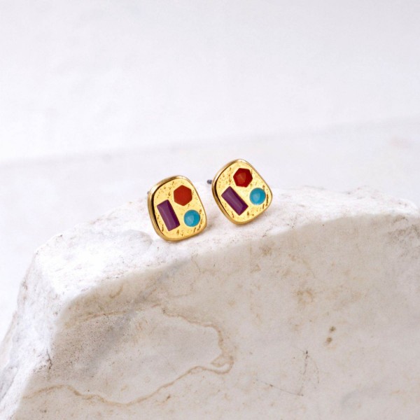 Gold-Plated Stud Earrings with Enamel | Toolittle Gold-Plated Stud Earrings with Enamel | Toolittle