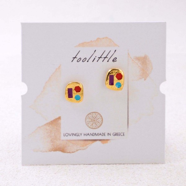 Gold-Plated Stud Earrings with Enamel | Toolittle Gold-Plated Stud Earrings with Enamel | Toolittle