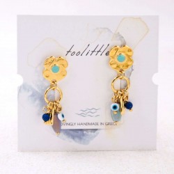 Gold-Plated Flower Earrings with Crystals and Enamel | Toolittle
