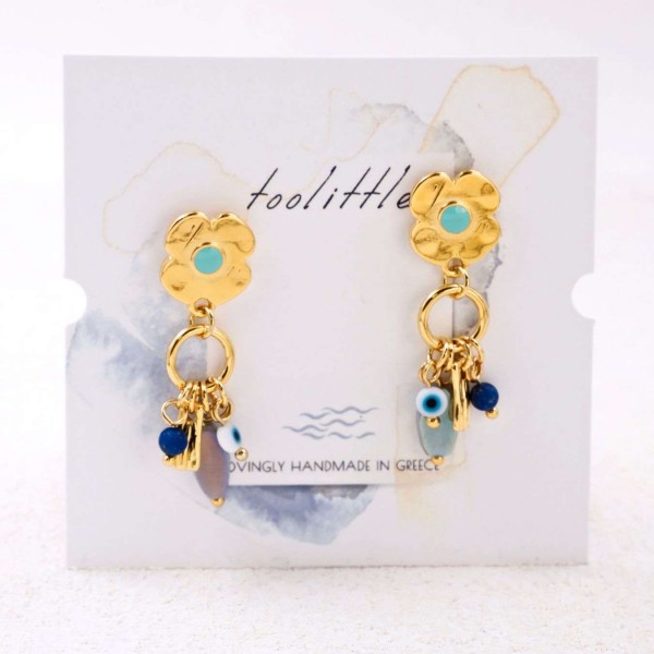 Gold-Plated Flower Earrings with Crystals and Enamel | Toolittle